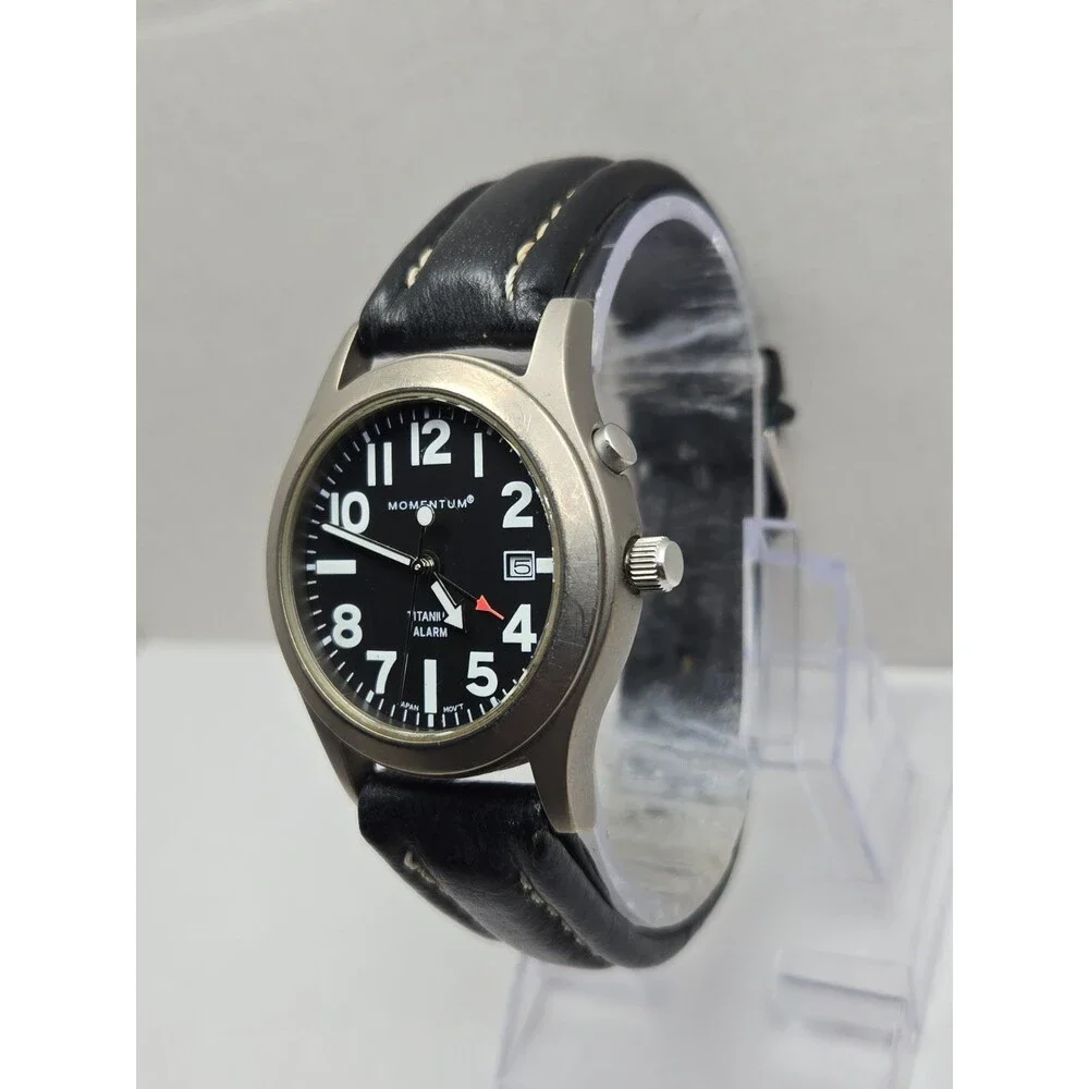 Momentum Pathfinder Alarm Titanium Mens Watch SP50 Black Dial 10ATM New Battery